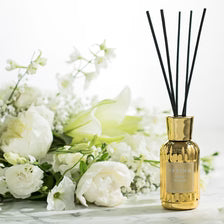 SPRING Fragrance golden Reed Diffuser | Fragrance Made in France | White Flower fragrance | Lily, Jasmine, Lily of The Valley, and Tuberose | 6.1 0z 180ml